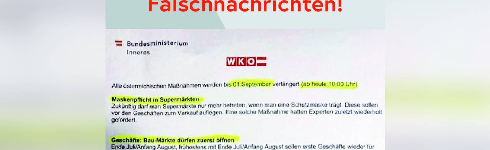 Warnung vor Fake-News zur Dauer der Corona-Maßnahmen