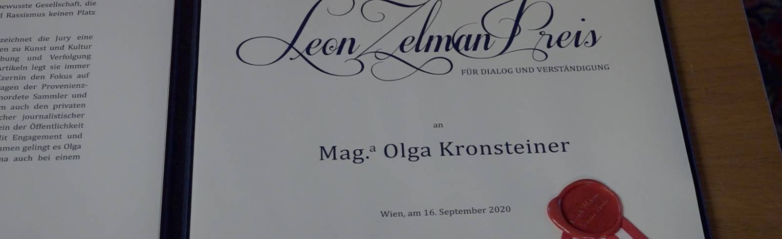 Leon-Zelman-Preis 2020 verliehen