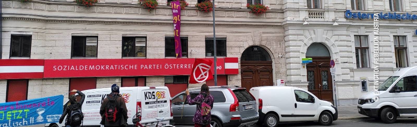 Bezirksflash: Klimaprotest bei SPÖ Zentrale
