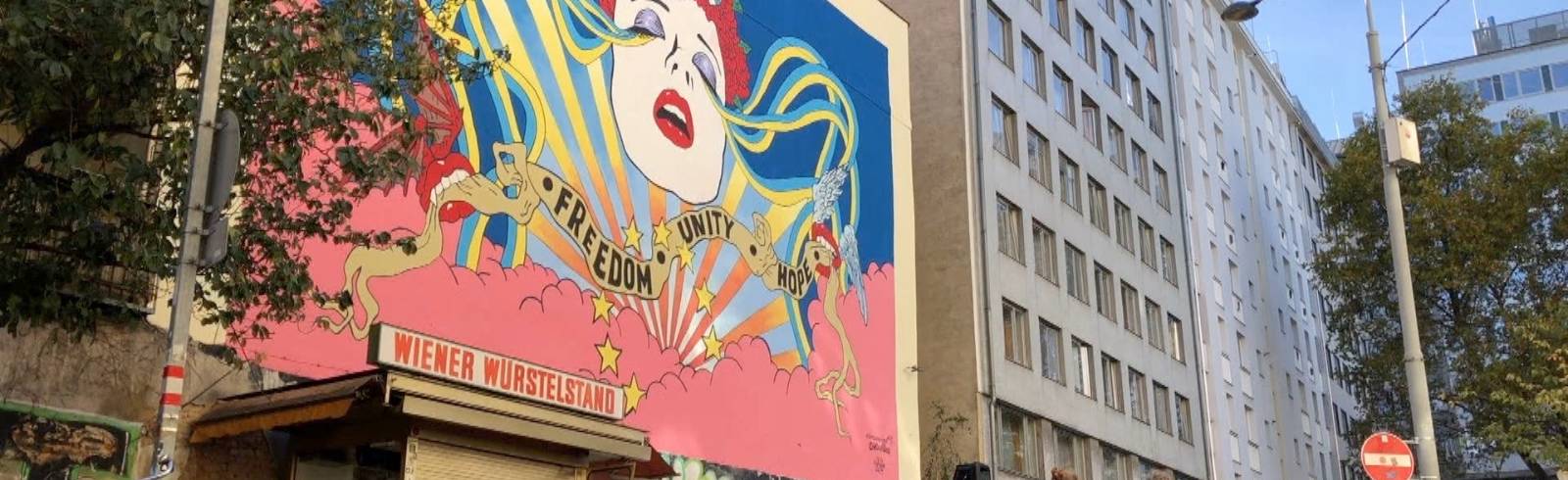 Bezirksflash: Straßenkunst gegen Krieg