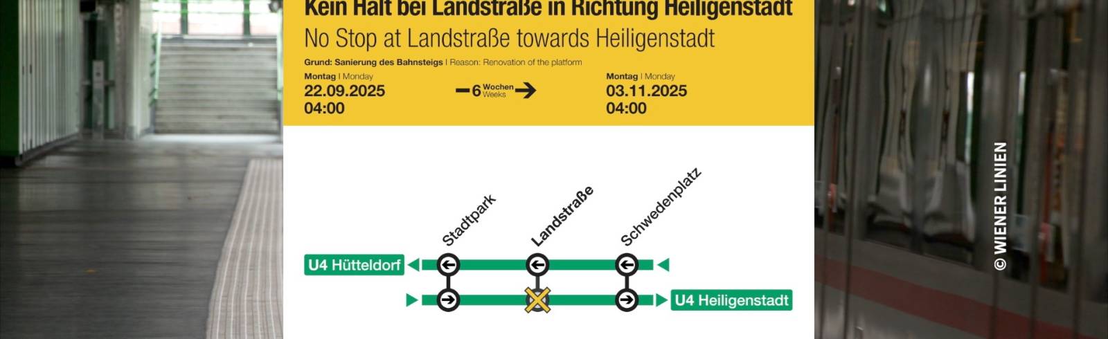 Bezirksflash: U4-Bahnsteig gesperrt