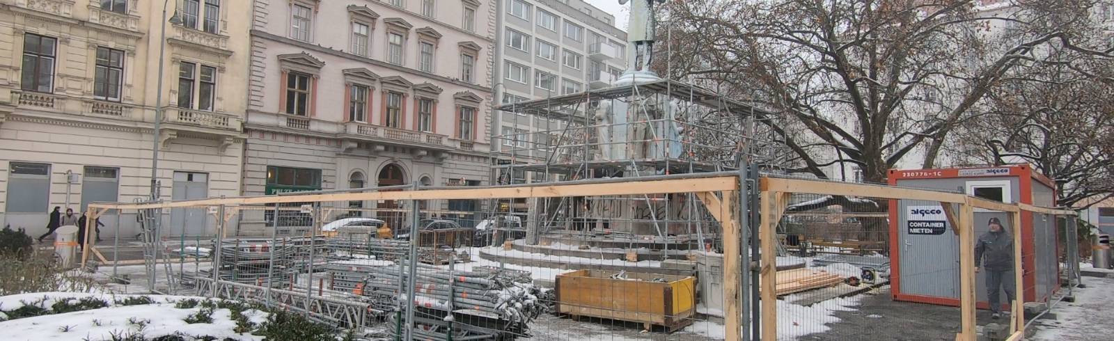 Bezirksflash: Erste Arbeiten beim Lueger-Denkmal haben begonnen