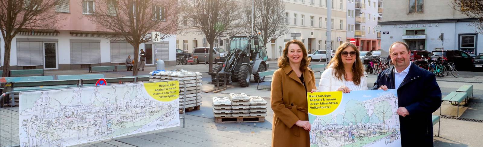 Volkertplatz wird entsiegelt und begrünt