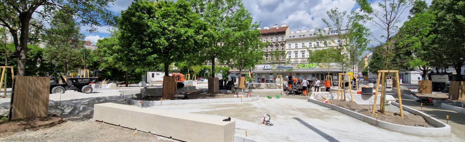 Bezirksflash: Volkertplatz soll begrüntes Wohnzimmer werden