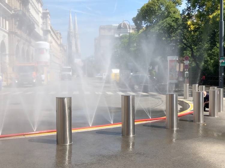 Bezirksflash: Nebelduschen gegen Hitze