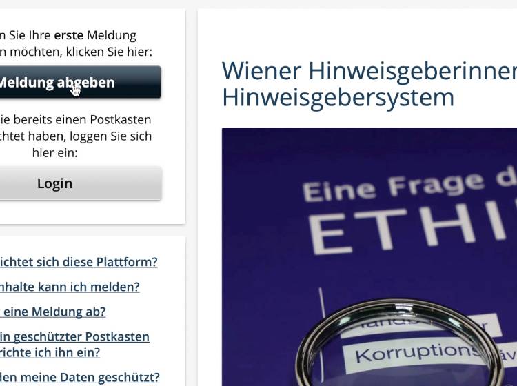 94 Meldungen auf Wiener Whistleblower-Plattform