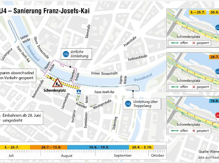 Bezirksflash: Staugefahr am Franzjosefskai ab Samstag