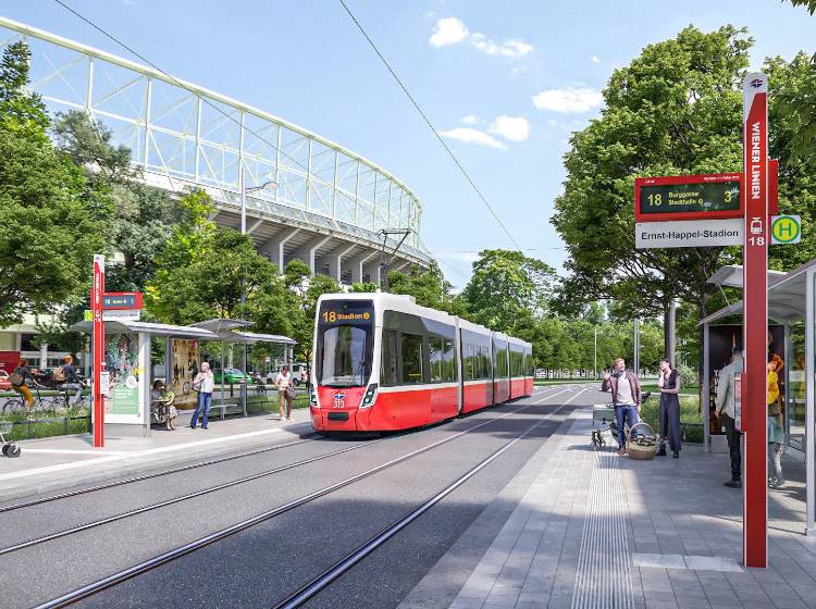 Spatenstich: 18er-Bim fährt bald bis zum Happel-Stadion