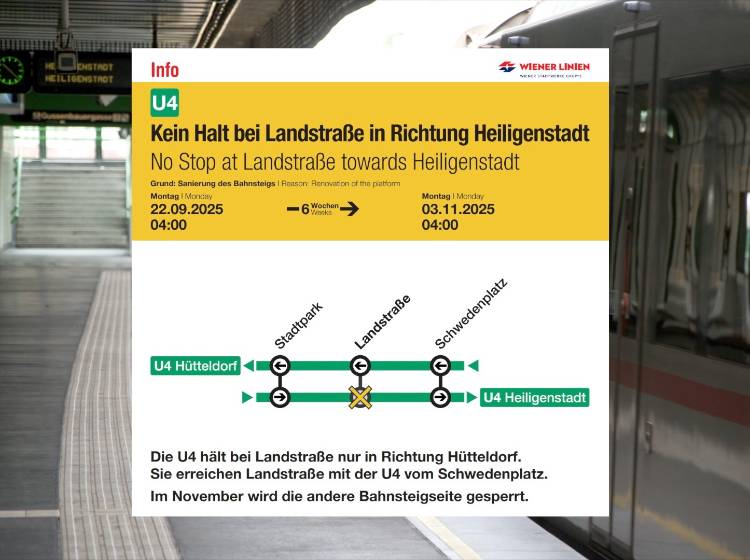 Bezirksflash: U4-Bahnsteig gesperrt
