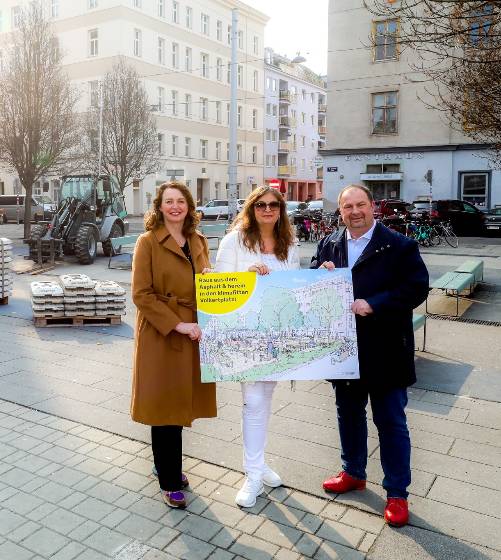 Volkertplatz wird entsiegelt und begrünt